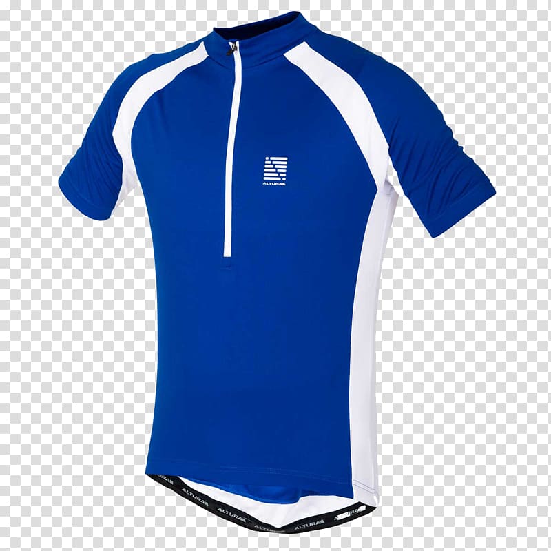 T-shirt Blue Sleeve Sports Fan Jersey Cycling jersey, white short sleeve transparent background PNG clipart