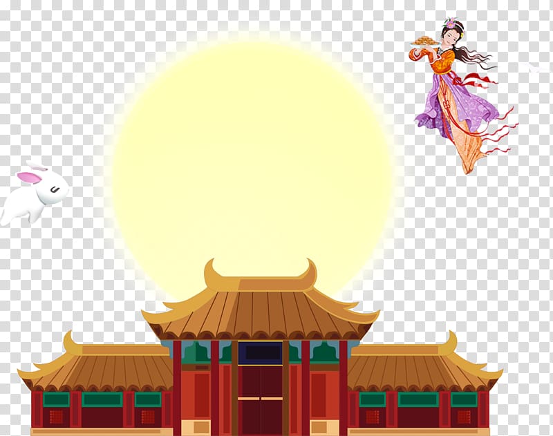 China Building Palace, The traditional China Pavilion and the moon transparent background PNG clipart