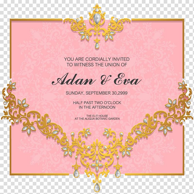 Wedding Convite, Pink gem pattern wedding invitations transparent background PNG clipart