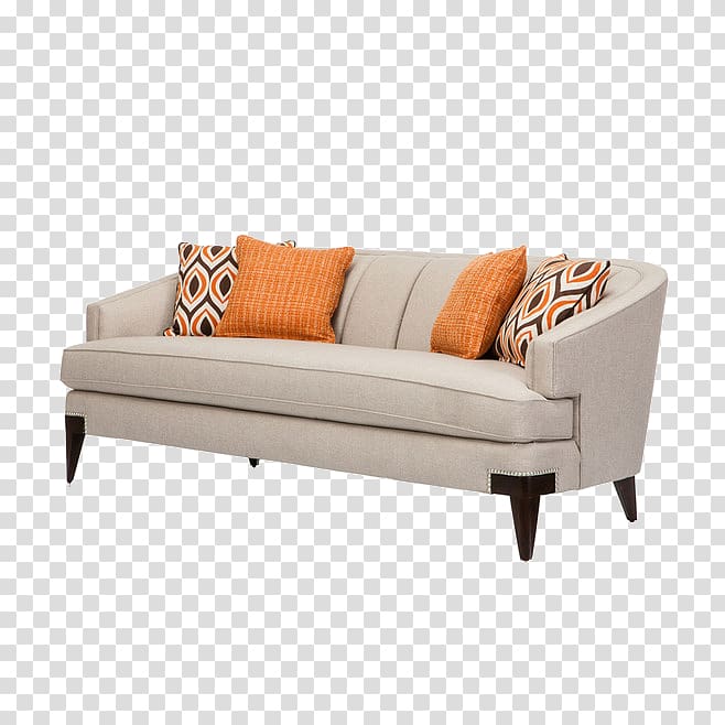 Sofa bed Couch Living room Furniture Chair, Beige sofa transparent background PNG clipart