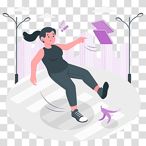 illustration, Slipping with a banana, fall, street, food, balance, people, problem transparent background PNG clipart thumbnail