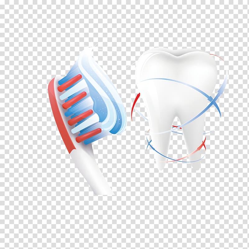 white tooth and red and blue toothbrush art, Dentistry Oral hygiene Toothbrush, Toothbrush and teeth transparent background PNG clipart