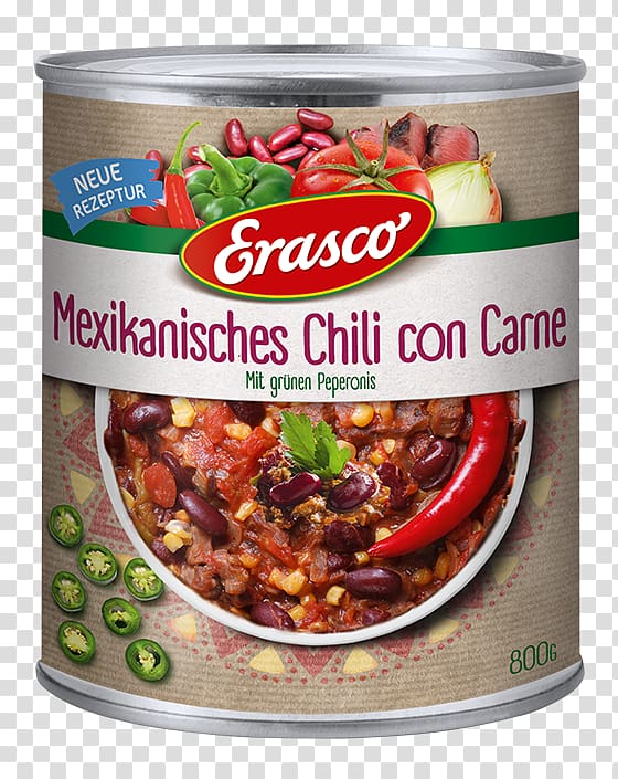 Sauce Vegetarian cuisine Erasco Chili con carne Food, Chili Con Carne transparent background PNG clipart