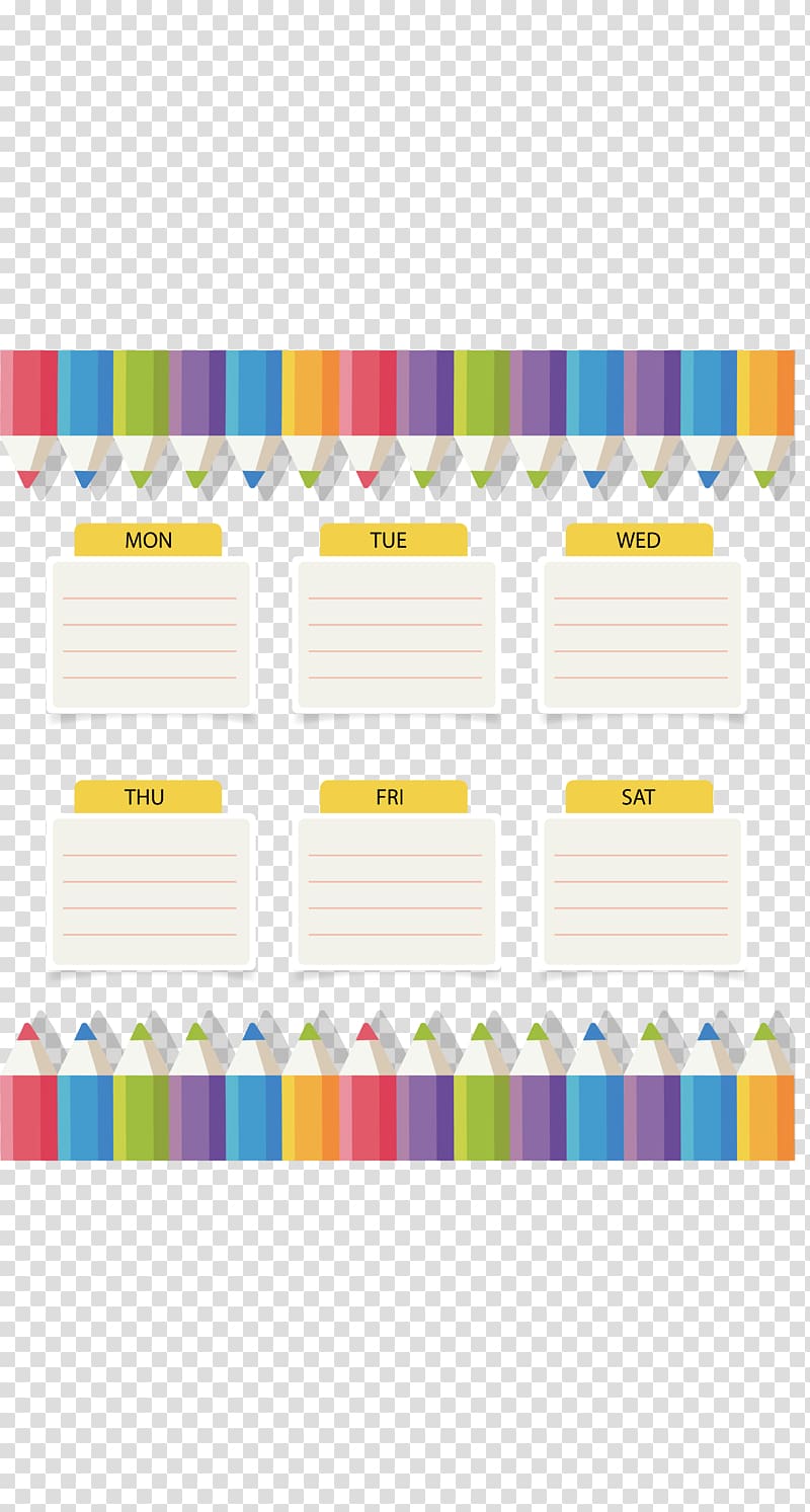 date organizer with pencil border , Paper Colored pencil Drawing, Color pencil border schedule transparent background PNG clipart