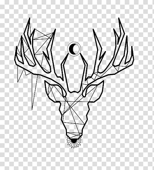 Drawing Antler Line art White , Deer Tattoo transparent background PNG clipart
