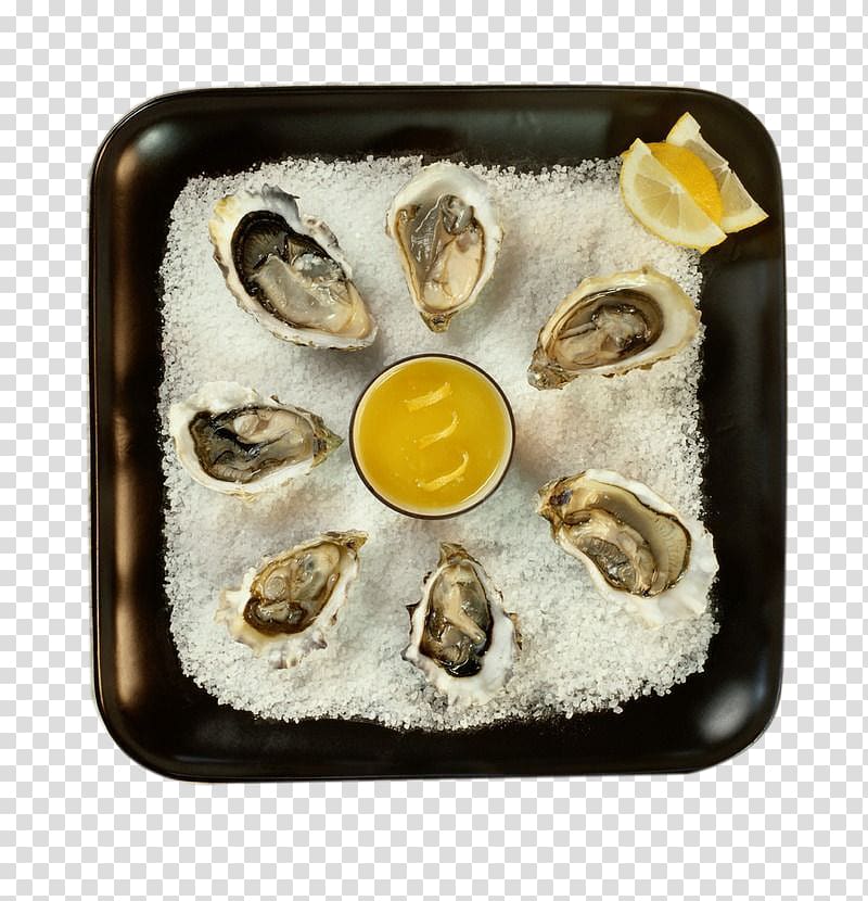 Oyster Eating Seafood Garlic, Oyster plates cut inside and orange juice transparent background PNG clipart