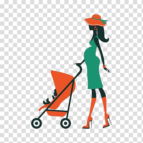 Baby transport Infant Mother Illustration, Pregnant women pushing baby carriages transparent background PNG clipart