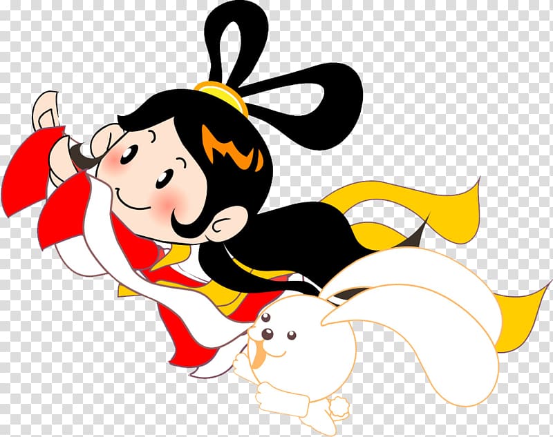 Mid-Autumn Festival Chang\'e Mooncake Moon rabbit, Cartoon Chang E transparent background PNG clipart