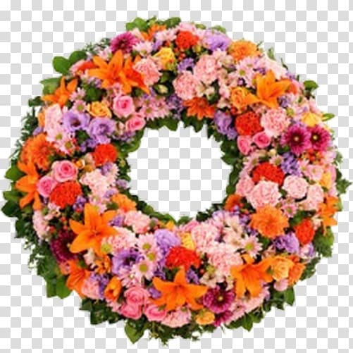 Wreath Floral design Flower Condolences Funeral, flower transparent background PNG clipart
