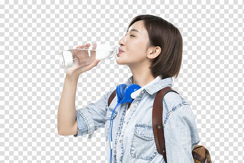 Tea Mineral water, A woman who drinks mineral water transparent background PNG clipart