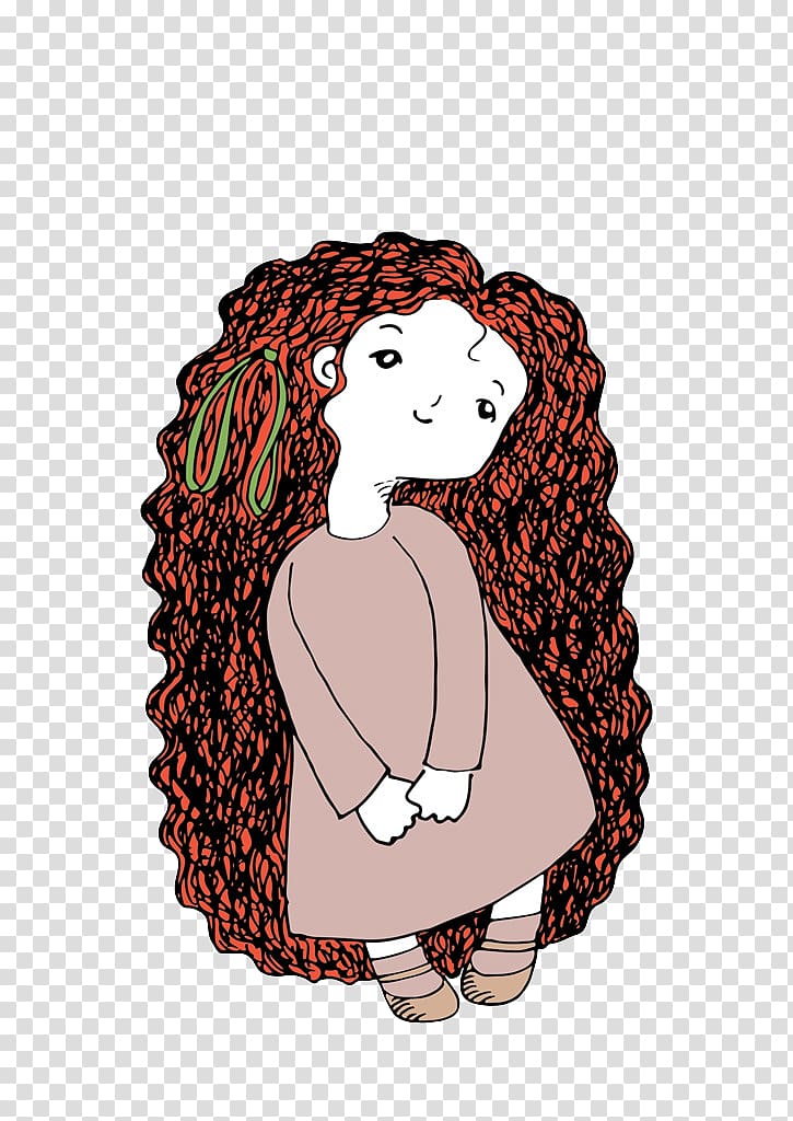 CURLY GIRL. Drawing Illustration, Curly girl transparent background PNG clipart