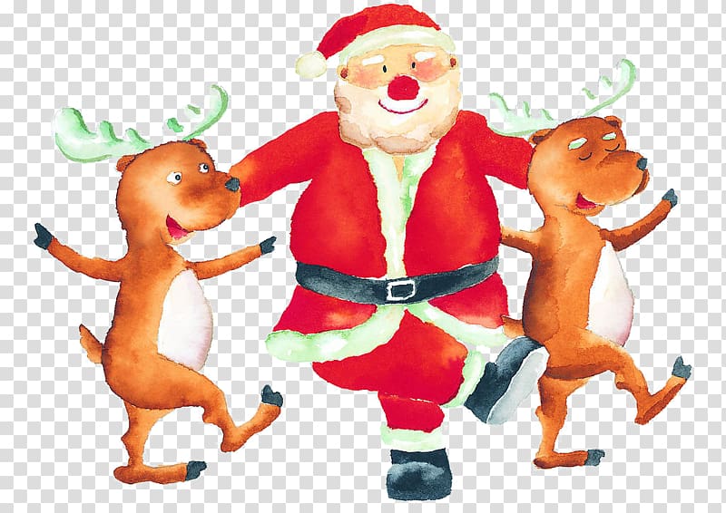 Santa Claus Reindeer Christmas Illustration, Santa with deer transparent background PNG clipart
