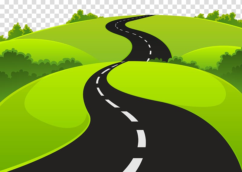 Road , Road and Grass , gray and green road transparent background PNG clipart