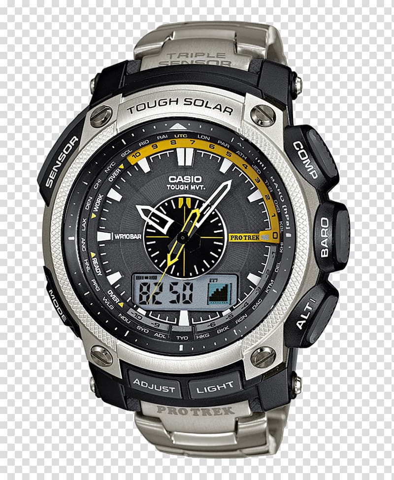 Pro Trek Solar-powered watch Casio Wave Ceptor, watch transparent background PNG clipart