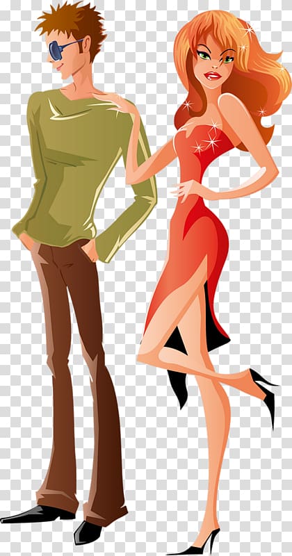 Woman , Fashionable men and women characters transparent background PNG clipart