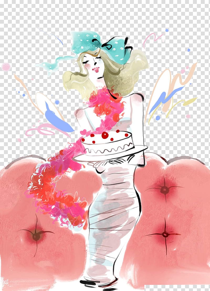 Watercolor painting Ink wash painting Fashion Illustration, Hat beauty transparent background PNG clipart