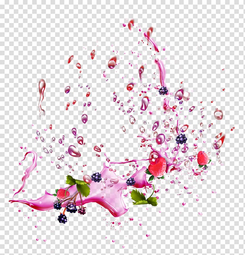 strawberry and black berries , Juice Splashs Grape juice, Splash juice transparent background PNG clipart