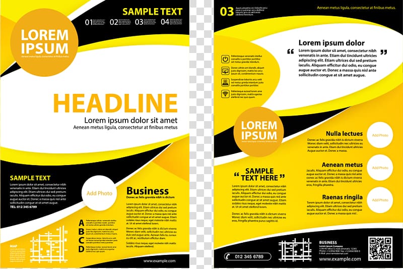 Headline Business book collage illustration, Brochure Flyer Illustration, yellow round Business Flyer transparent background PNG clipart