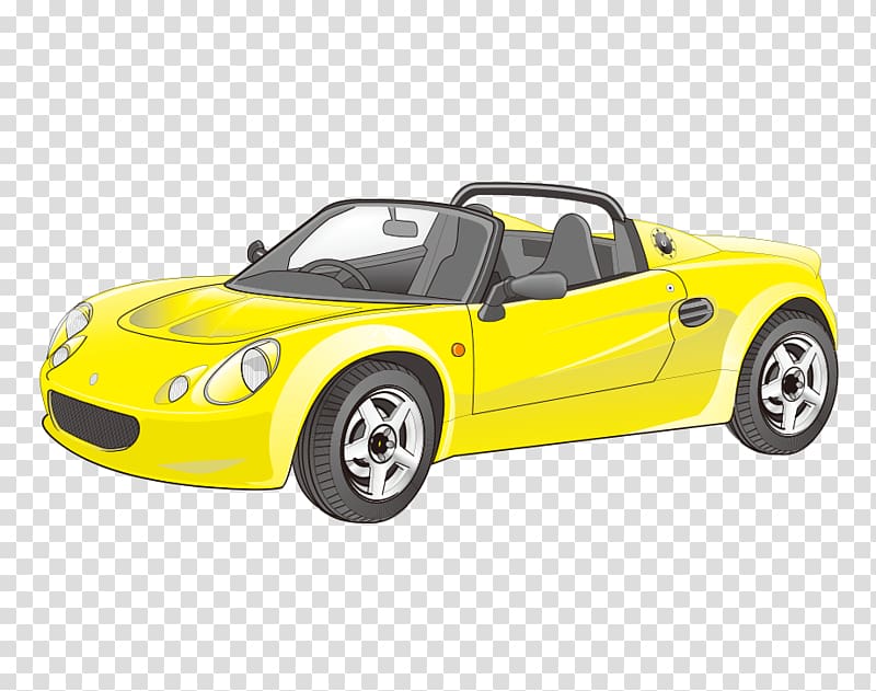 Sports car Hyundai Motor Company, Cartoon painted yellow Hyundai transparent background PNG clipart