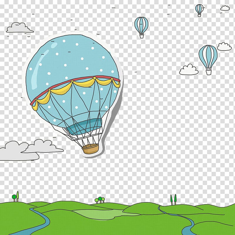 four hot air balloon illustration, Hot air balloon Drawing, Hand-drawn cartoon hot air balloon transparent background PNG clipart