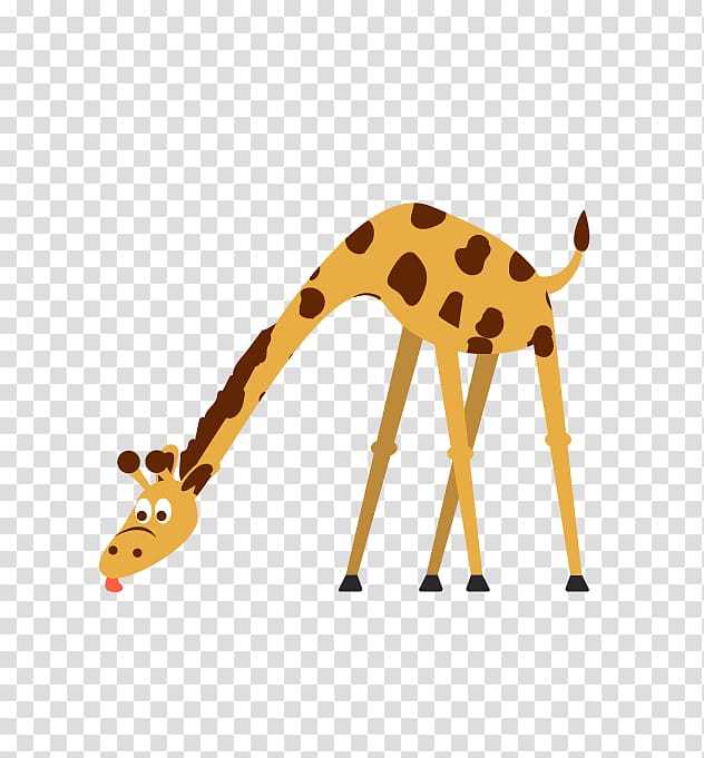 yellow giraffe animated illustration, Northern giraffe Cartoon , giraffe transparent background PNG clipart