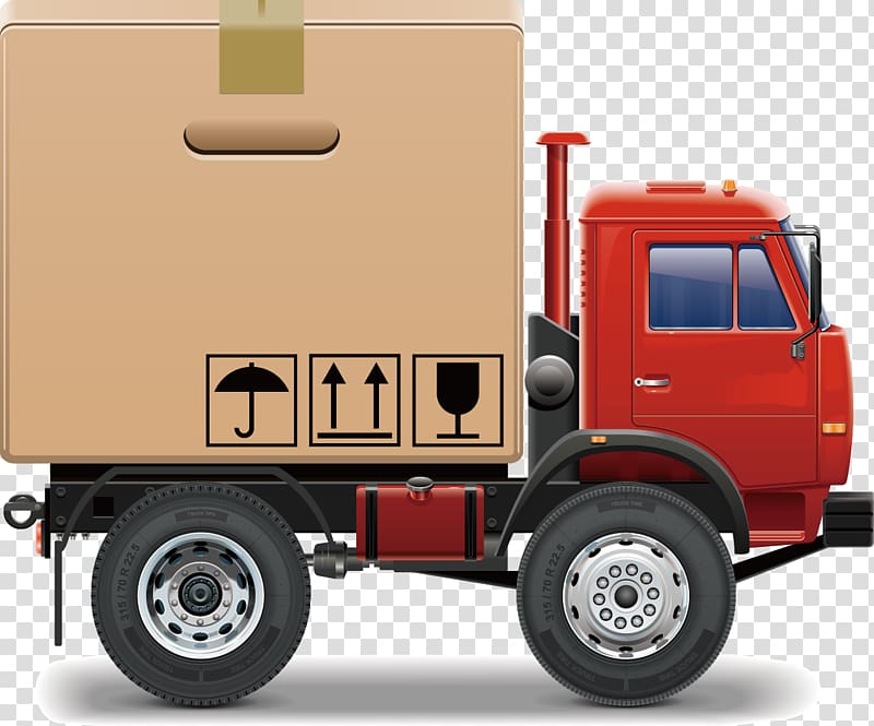 red box truck , Truck Intermodal container Cargo Freight transport, Truck transparent background PNG clipart