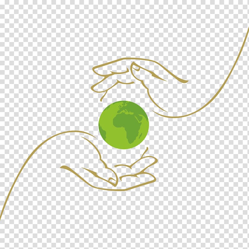 green globe with two hands , Earth Euclidean Hand, Creative Hands care of the Earth transparent background PNG clipart