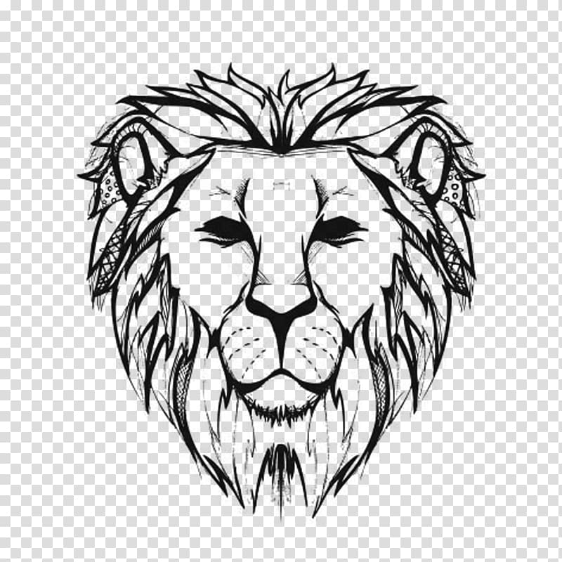 Lion Drawing Line art Sketch, Lions Head transparent background PNG clipart
