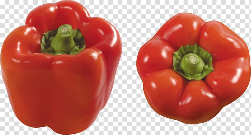 two red bell peppers , Bell pepper Banana pepper Jalapeño Vegetable, Pepper transparent background PNG clipart