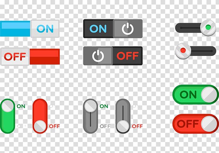 assorted on and off switches illustration, Switch Push-button Icon, Touch button switch button transparent background PNG clipart