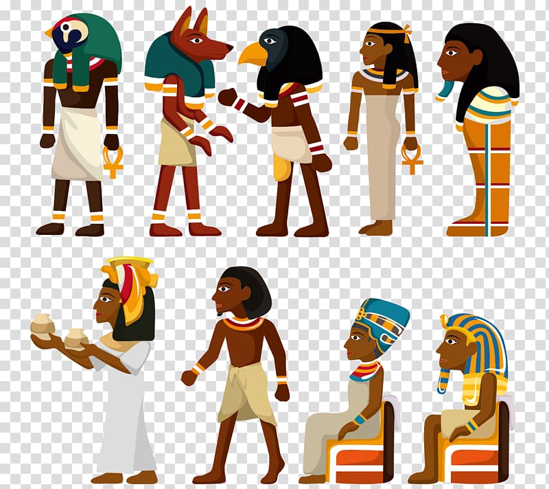Egyptian , Ancient Egypt Egyptian hieroglyphs, Cartoon painted ancient Egyptian gods transparent background PNG clipart