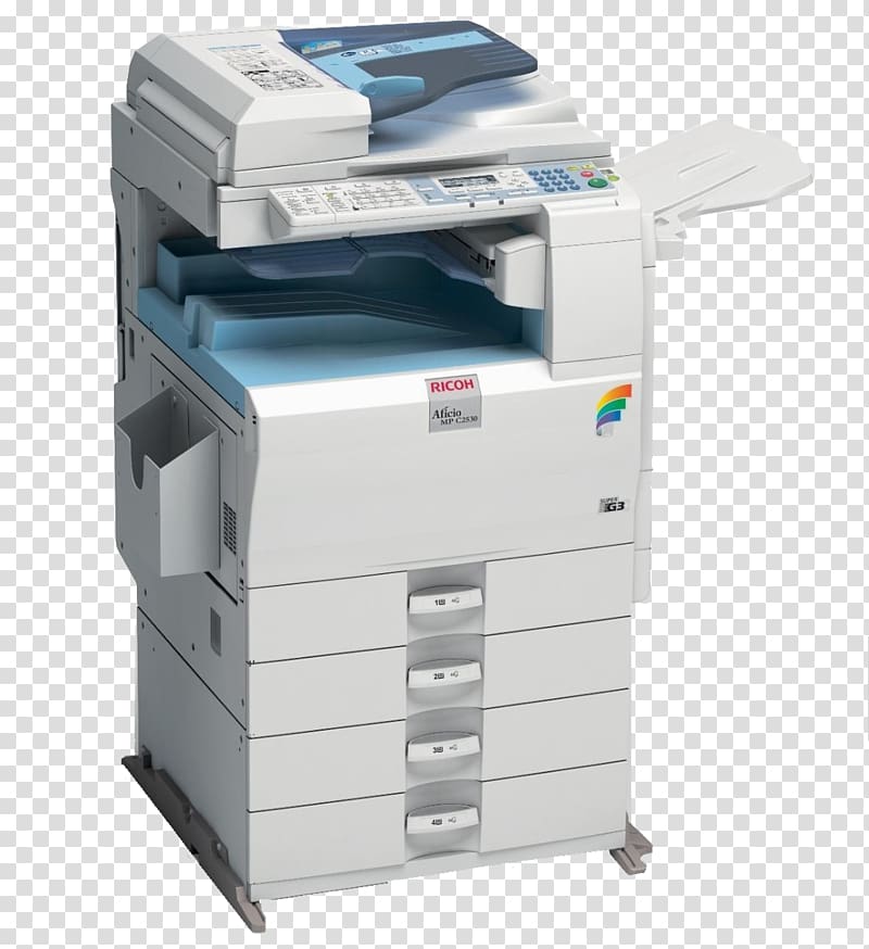 white copier machine, copier Multi-function printer Ricoh Printing, laser transparent background PNG clipart