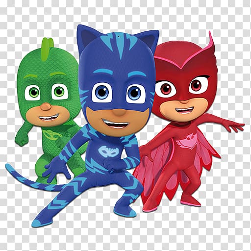 three PJMask characters graphic, Party Toy, party transparent background PNG clipart