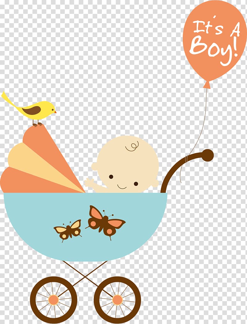 baby in teal and orange bassinet stroller illustration, Stroller material transparent background PNG clipart