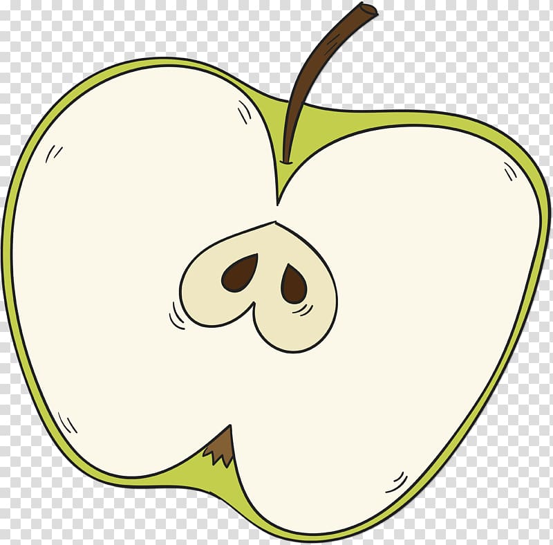 Apple, Hand painted half green apple transparent background PNG clipart