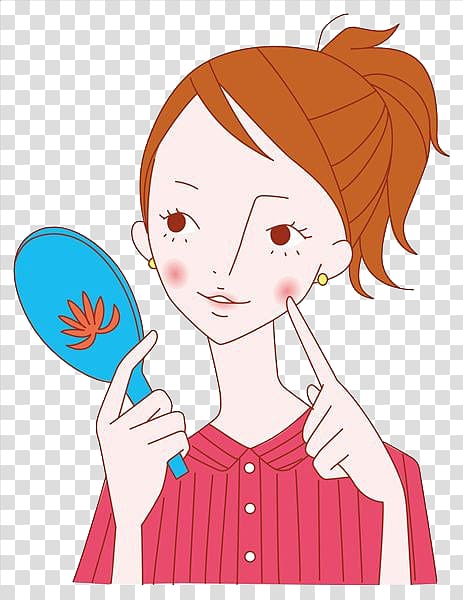 Enzyme Dietary supplement Skin Face u7f8eu5bb9u937c, Girl in the mirror transparent background PNG clipart