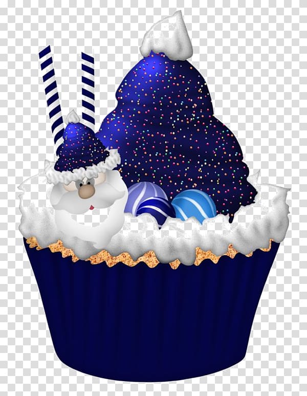 Cupcake Christmas cake Birthday cake , Blue Santa Claus cake transparent background PNG clipart