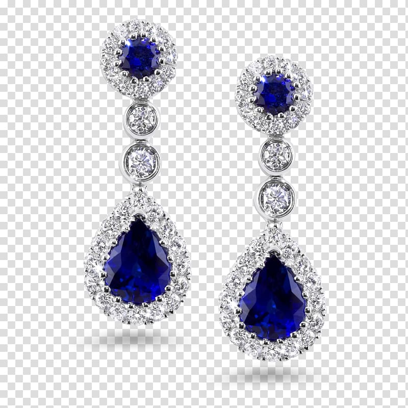 Earring Diamond Jewellery Cubic zirconia Carat, sapphire transparent background PNG clipart