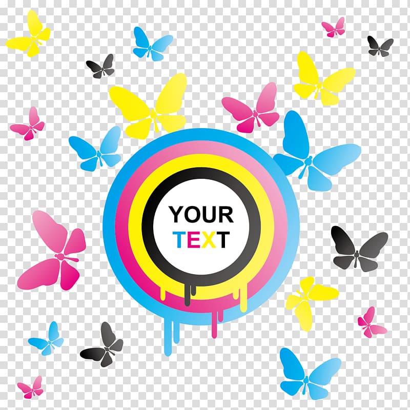 Butterfly CMYK color model , Butterflies and circles transparent background PNG clipart