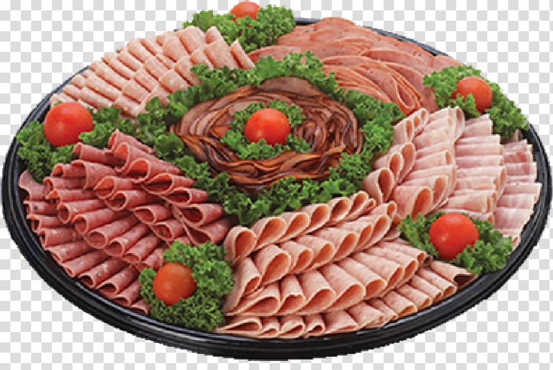 Delicatessen Coleslaw Lunch meat Platter Charcuterie, meat transparent background PNG clipart
