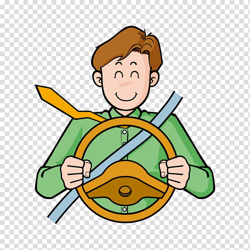 driver Cartoon Poster, Take the steering wheel of the man transparent background PNG clipart