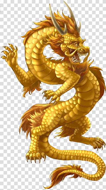 gold wyvern dragon, Chinese Dragon Gold transparent background PNG clipart