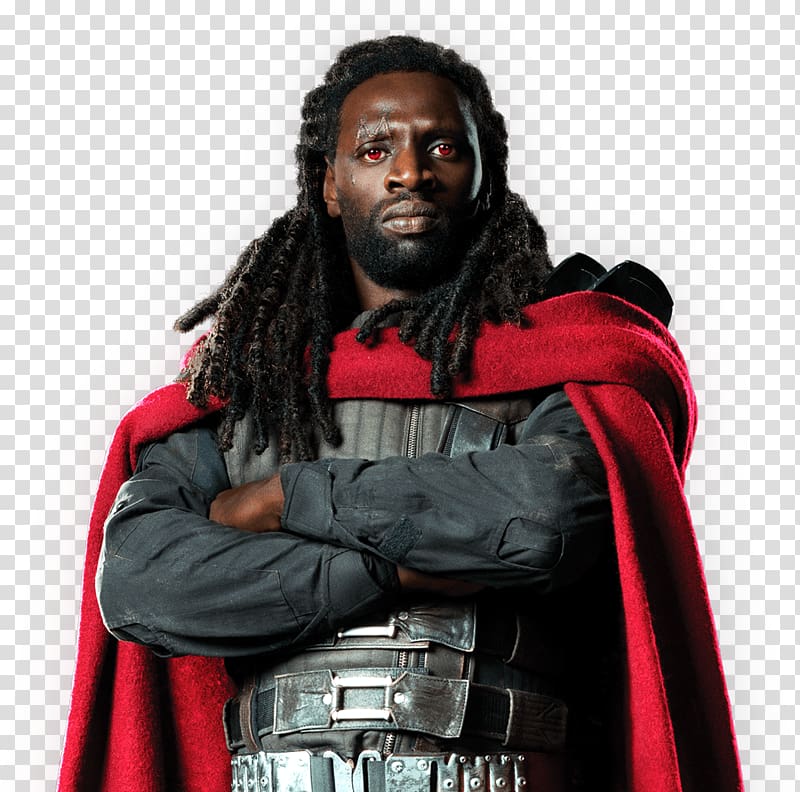 man wearing gray suit and red cape, Omar Sy X Men Bishop transparent background PNG clipart