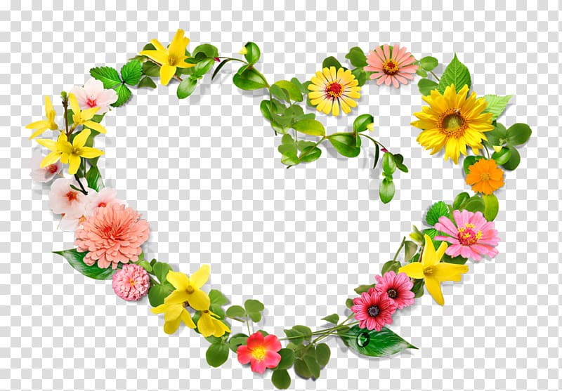 Flower Heart Wreath , Border floral design transparent background PNG clipart