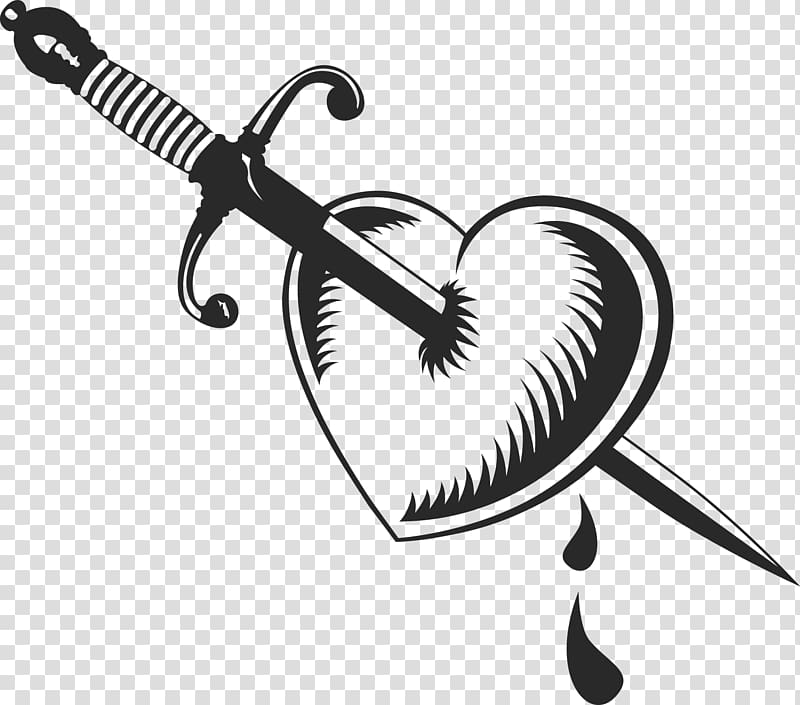 Dagger Heart Sword , heart transparent background PNG clipart