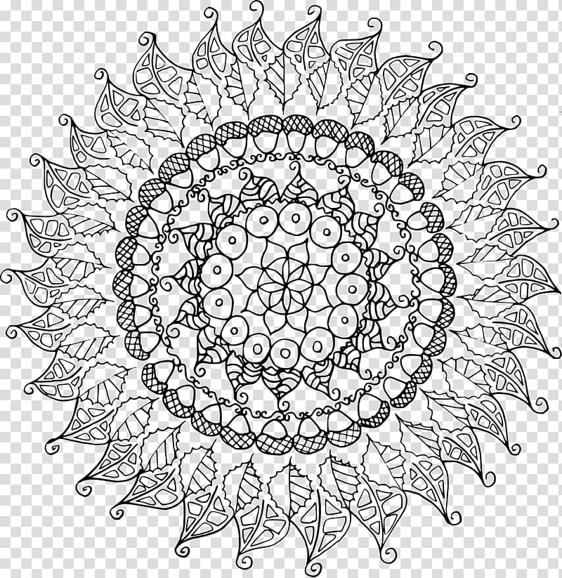 Flowers and Floral Patterns: 60 Full Page Line Drawings Ready for Coloring Coloring book Mandala, flower transparent background PNG clipart