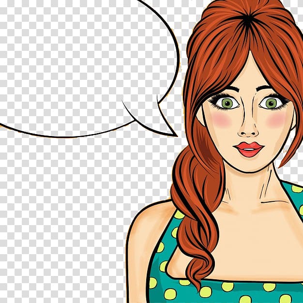 woman wearing teal and yellow top, Pop art Comics, Hand-painted long hair beauty material transparent background PNG clipart
