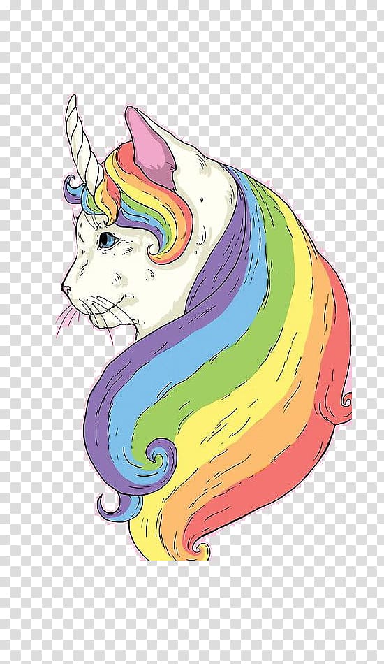 unicorn with multi-colored hair , T-shirt Rainbow Cat iPhone 7, Rainbow cat transparent background PNG clipart