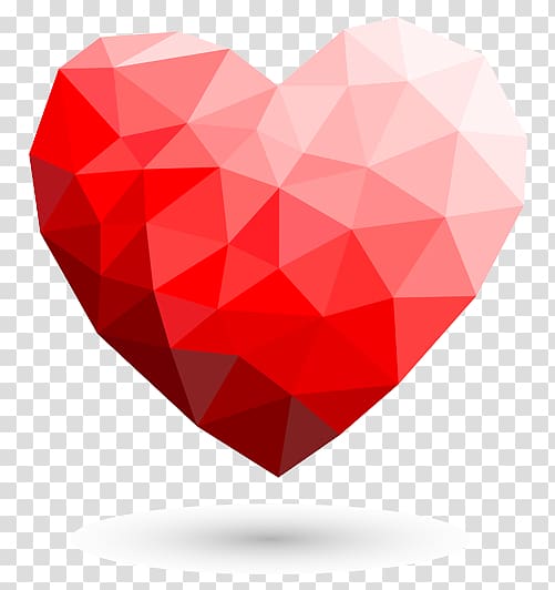 Red , geometric Heart transparent background PNG clipart