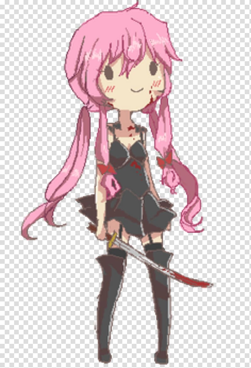 Yuno Gasai Future Diary Yukiteru Amano Anime Pixel art, Anime transparent background PNG clipart